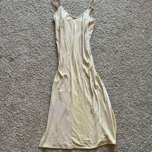 RVCA Cream and Light Yellow Maxi Slip Dress